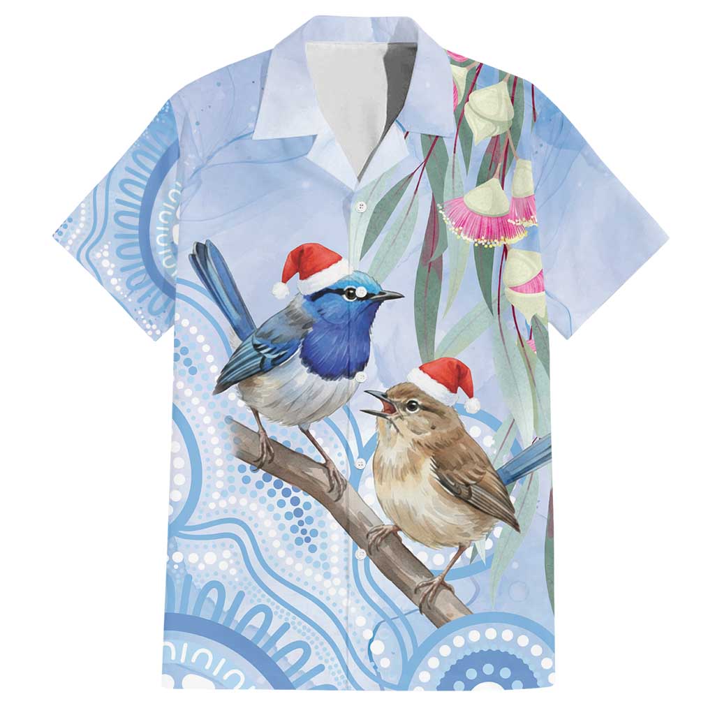 Australia Superb Fairywren Christmas Family Matching Summer Maxi Dress and Hawaiian Shirt Aboriginal Eucalyptus Blossoms Watercolor - Aussie Hoodie