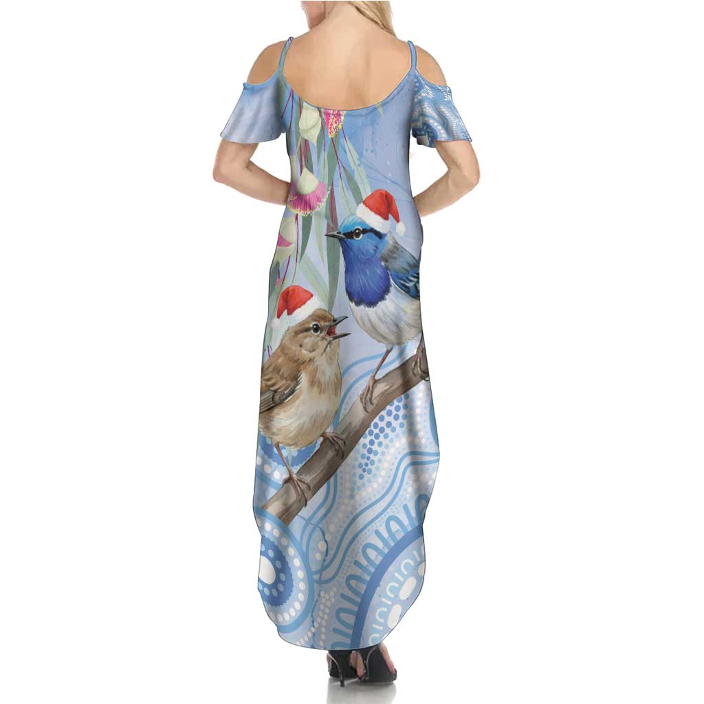 Australia Superb Fairywren Christmas Family Matching Summer Maxi Dress and Hawaiian Shirt Aboriginal Eucalyptus Blossoms Watercolor - Aussie Hoodie