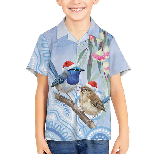 Australia Superb Fairywren Christmas Family Matching Summer Maxi Dress and Hawaiian Shirt Aboriginal Eucalyptus Blossoms Watercolor - Aussie Hoodie