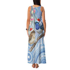 Australia Superb Fairywren Christmas Family Matching Tank Maxi Dress and Hawaiian Shirt Aboriginal Eucalyptus Blossoms Watercolor - Aussie Hoodie