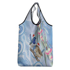 Australia Superb Fairywren Christmas Grocery Bag Aboriginal Eucalyptus Blossoms Watercolor - Aussie Hoodie