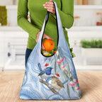 Australia Superb Fairywren Christmas Grocery Bag Aboriginal Eucalyptus Blossoms Watercolor - Aussie Hoodie
