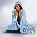 Australia Superb Fairywren Christmas Hooded Blanket Aboriginal Eucalyptus Blossoms Watercolor - Aussie Hoodie