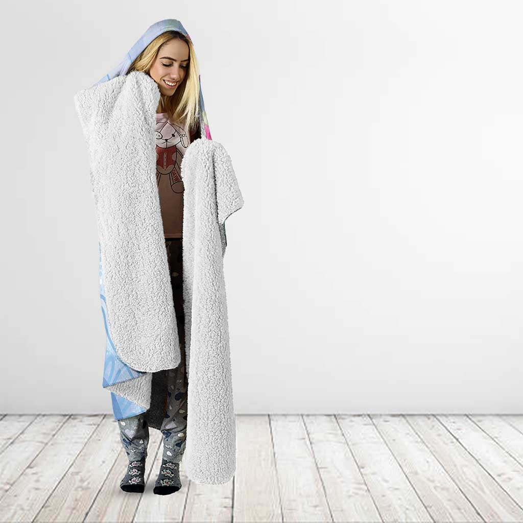 Australia Superb Fairywren Christmas Hooded Blanket Aboriginal Eucalyptus Blossoms Watercolor - Aussie Hoodie