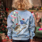 Australia Superb Fairywren Christmas Kid Ugly Christmas Sweater Aboriginal Eucalyptus Blossoms Watercolor - Aussie Hoodie