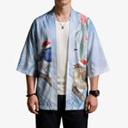Australia Superb Fairywren Christmas Kimono Aboriginal Eucalyptus Blossoms Watercolor - Aussie Hoodie