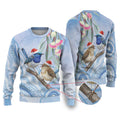 Australia Superb Fairywren Christmas Ugly Christmas Sweater Aboriginal Eucalyptus Blossoms Watercolor - Aussie Hoodie