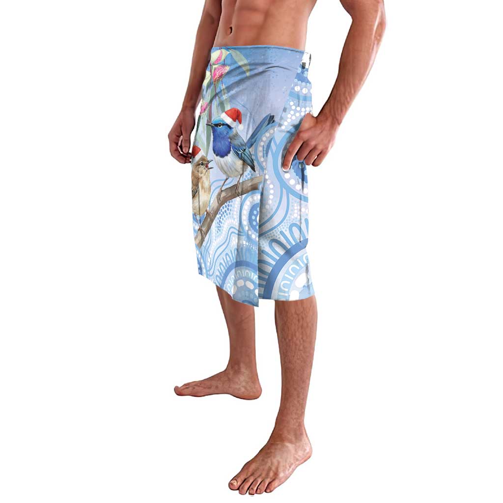 Australia Superb Fairywren Christmas Lavalava Aboriginal Eucalyptus Blossoms Watercolor - Aussie Hoodie