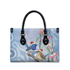 Australia Superb Fairywren Christmas Leather Bag Aboriginal Eucalyptus Blossoms Watercolor - Aussie Hoodie
