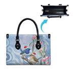 Australia Superb Fairywren Christmas Leather Bag Aboriginal Eucalyptus Blossoms Watercolor - Aussie Hoodie