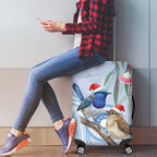 Australia Superb Fairywren Christmas Luggage Cover Aboriginal Eucalyptus Blossoms Watercolor - Aussie Hoodie