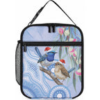 Australia Superb Fairywren Christmas Lunch Bag Aboriginal Eucalyptus Blossoms Watercolor