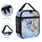 Australia Superb Fairywren Christmas Lunch Bag Aboriginal Eucalyptus Blossoms Watercolor