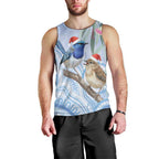Australia Superb Fairywren Christmas Men Tank Top Aboriginal Eucalyptus Blossoms Watercolor - Aussie Hoodie