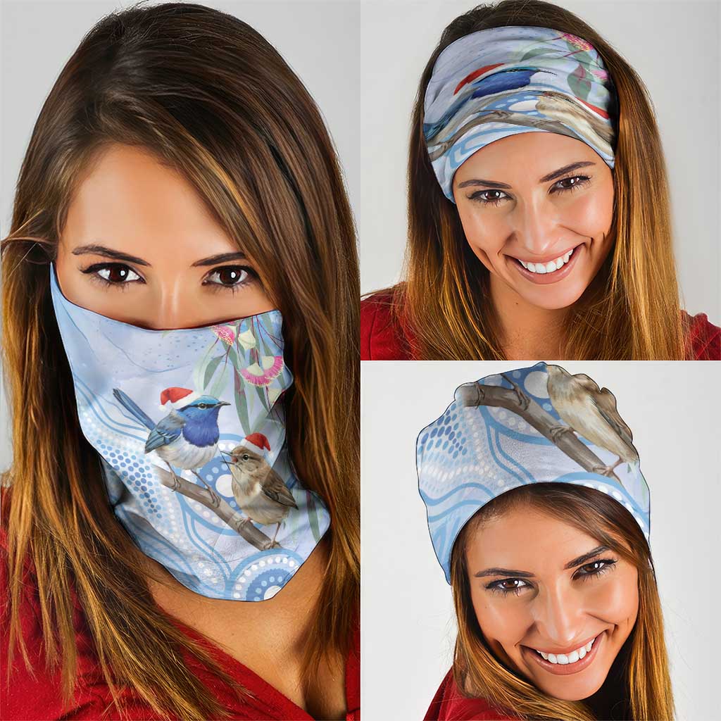 Australia Superb Fairywren Christmas Neck Gaiter Aboriginal Eucalyptus Blossoms Watercolor - Aussie Hoodie