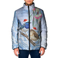 Australia Superb Fairywren Christmas Padded Jacket Aboriginal Eucalyptus Blossoms Watercolor - Aussie Hoodie