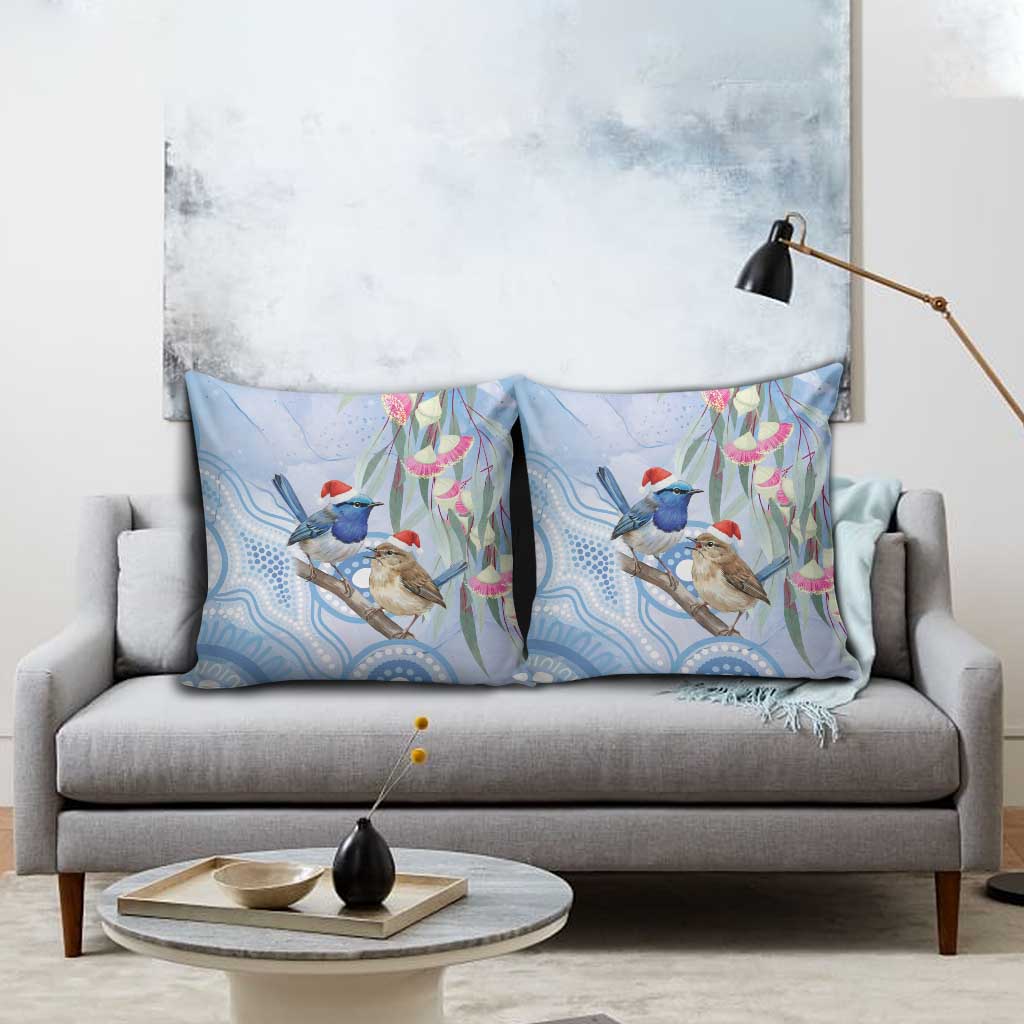 Australia Superb Fairywren Christmas Pillow Cover Aboriginal Eucalyptus Blossoms Watercolor - Aussie Hoodie