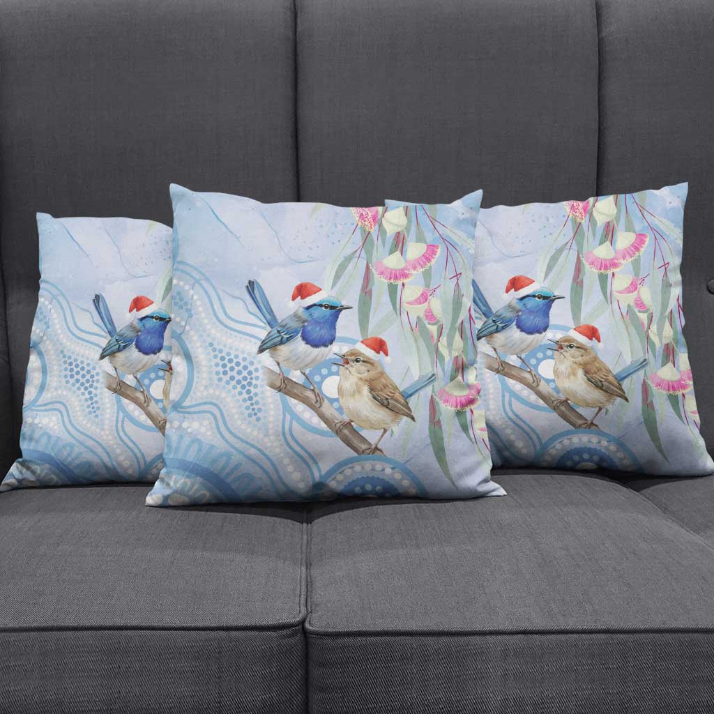 Australia Superb Fairywren Christmas Pillow Cover Aboriginal Eucalyptus Blossoms Watercolor - Aussie Hoodie