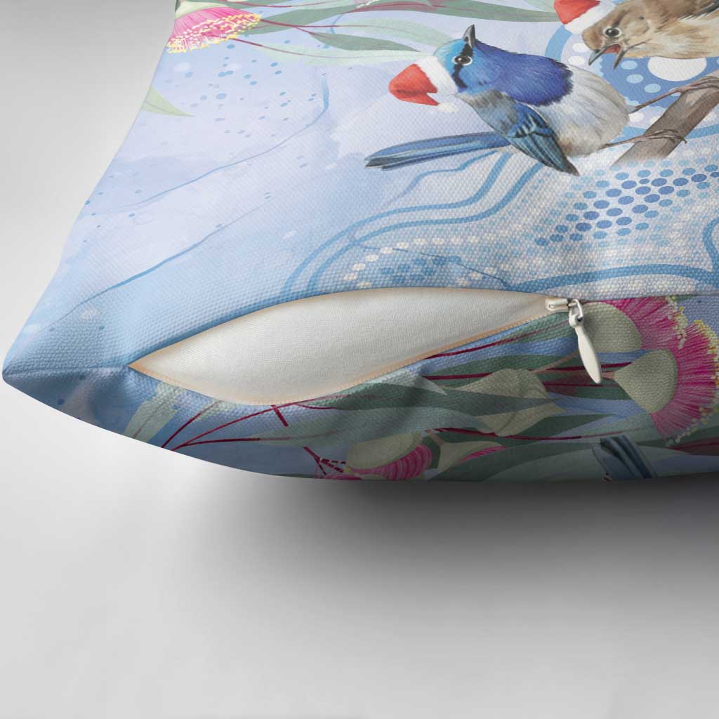 Australia Superb Fairywren Christmas Pillow Cover Aboriginal Eucalyptus Blossoms Watercolor - Aussie Hoodie