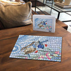 Australia Superb Fairywren Christmas Puzzle Aboriginal Eucalyptus Blossoms Watercolor - Aussie Hoodie