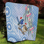Australia Superb Fairywren Christmas Quilt Aboriginal Eucalyptus Blossoms Watercolor - Aussie Hoodie