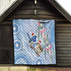 Australia Superb Fairywren Christmas Quilt Aboriginal Eucalyptus Blossoms Watercolor - Aussie Hoodie