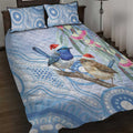 Australia Superb Fairywren Christmas Quilt Bed Set Aboriginal Eucalyptus Blossoms Watercolor - Aussie Hoodie