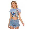 Australia Superb Fairywren Christmas Raglan Cropped T Shirt Aboriginal Eucalyptus Blossoms Watercolor - Aussie Hoodie