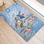 Australia Superb Fairywren Christmas Rubber Doormat Aboriginal Eucalyptus Blossoms Watercolor - Aussie Hoodie