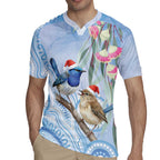 Australia Superb Fairywren Christmas Rugby Jersey Aboriginal Eucalyptus Blossoms Watercolor - Aussie Hoodie