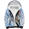 Australia Superb Fairywren Christmas Sherpa Hoodie Aboriginal Eucalyptus Blossoms Watercolor - Aussie Hoodie