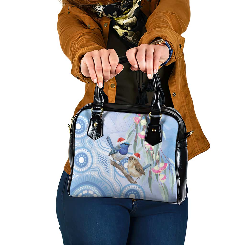 Australia Superb Fairywren Christmas Shoulder Handbag Aboriginal Eucalyptus Blossoms Watercolor - Aussie Hoodie