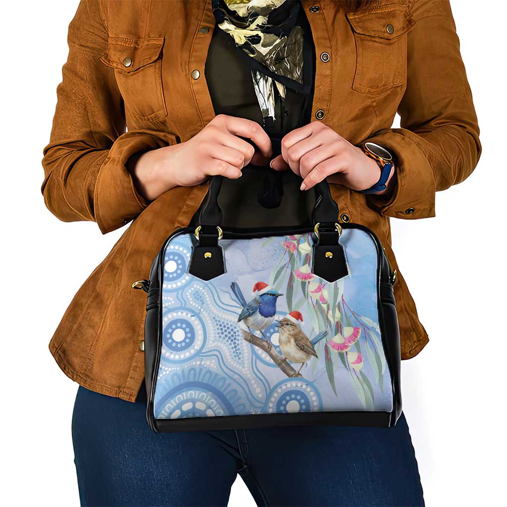 Australia Superb Fairywren Christmas Shoulder Handbag Aboriginal Eucalyptus Blossoms Watercolor - Aussie Hoodie
