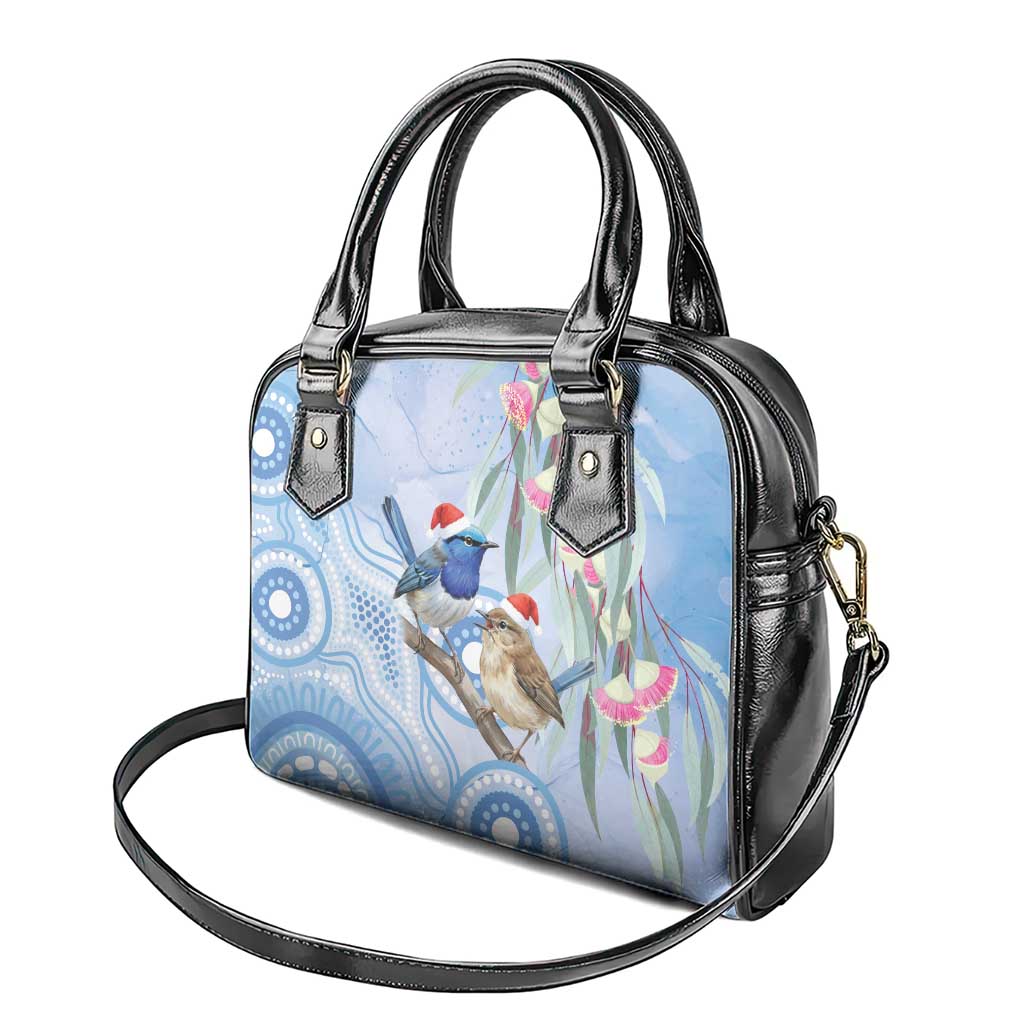 Australia Superb Fairywren Christmas Shoulder Handbag Aboriginal Eucalyptus Blossoms Watercolor - Aussie Hoodie