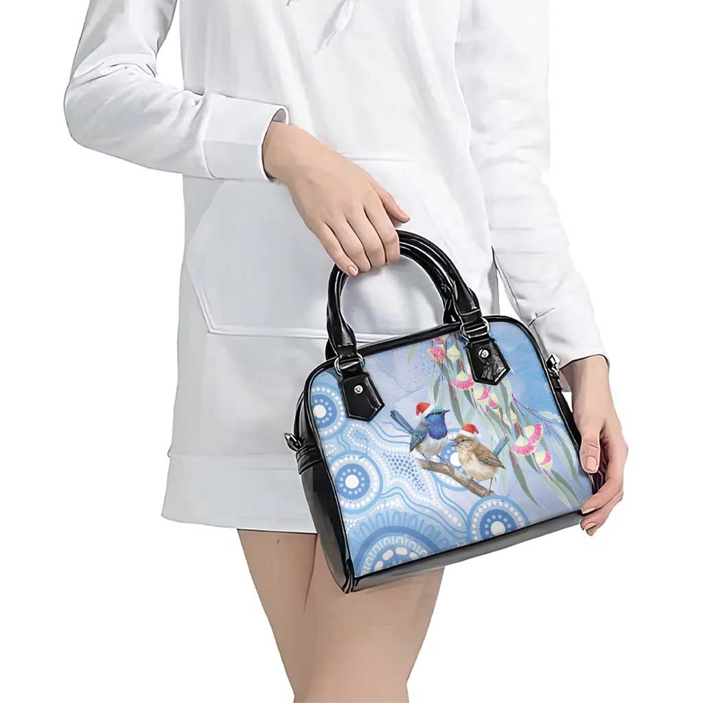 Australia Superb Fairywren Christmas Shoulder Handbag Aboriginal Eucalyptus Blossoms Watercolor - Aussie Hoodie