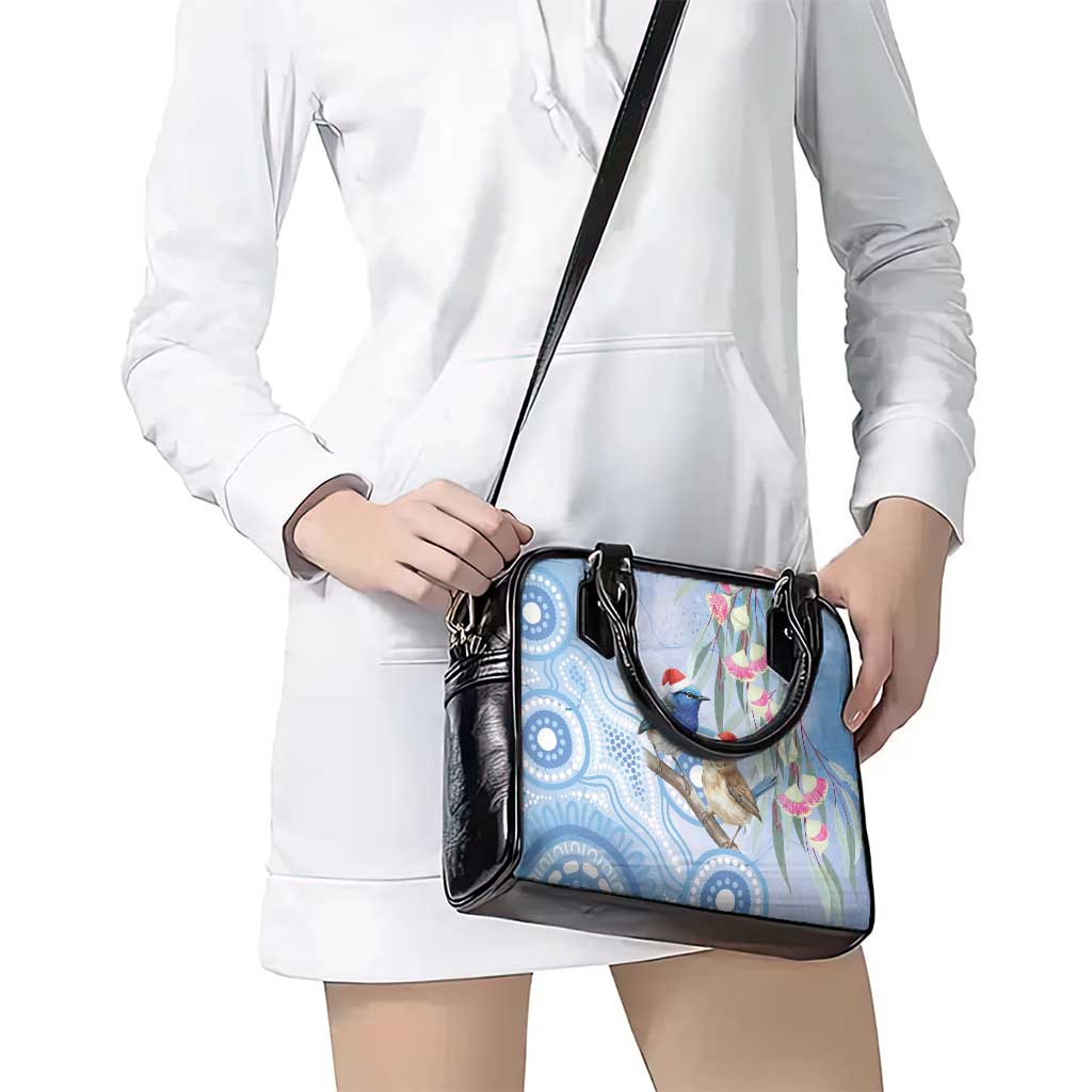 Australia Superb Fairywren Christmas Shoulder Handbag Aboriginal Eucalyptus Blossoms Watercolor - Aussie Hoodie