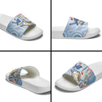 Australia Superb Fairywren Christmas Slide Sandals Aboriginal Eucalyptus Blossoms Watercolor - Aussie Hoodie