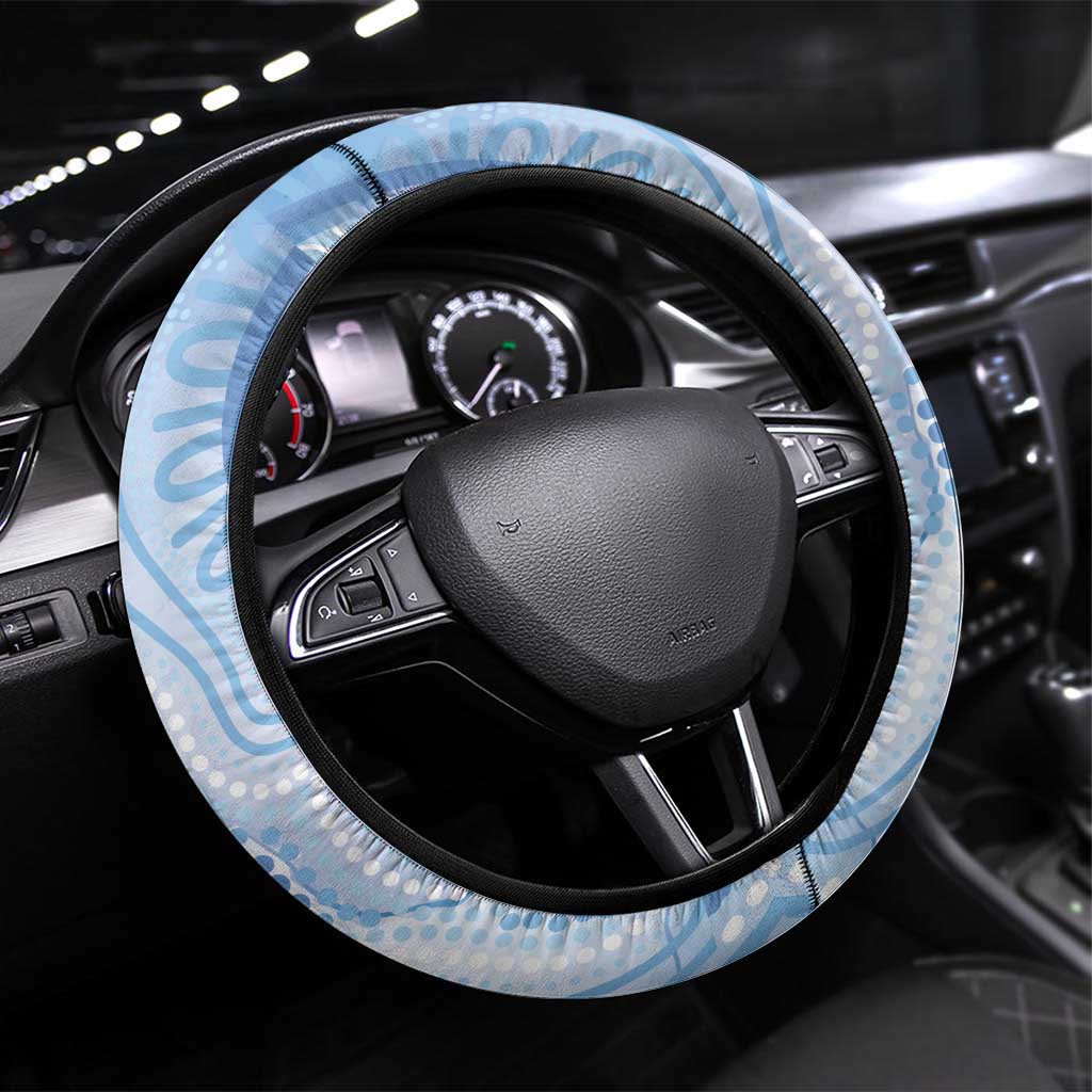 Australia Superb Fairywren Christmas Steering Wheel Cover Aboriginal Eucalyptus Blossoms Watercolor - Aussie Hoodie