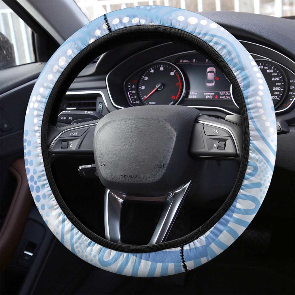 Australia Superb Fairywren Christmas Steering Wheel Cover Aboriginal Eucalyptus Blossoms Watercolor - Aussie Hoodie