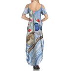 Australia Superb Fairywren Christmas Summer Maxi Dress Aboriginal Eucalyptus Blossoms Watercolor - Aussie Hoodie