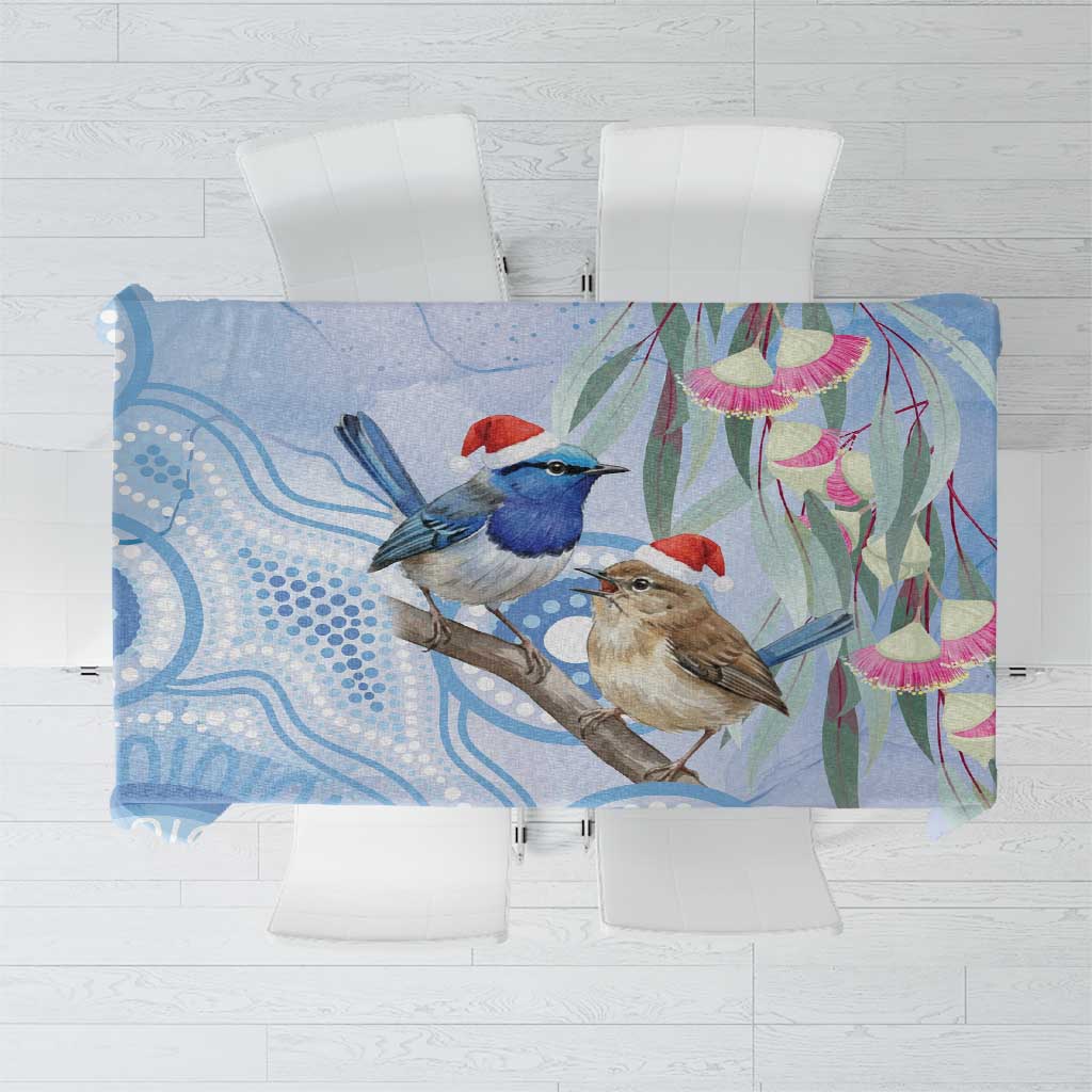 Australia Superb Fairywren Christmas Tablecloth Aboriginal Eucalyptus Blossoms Watercolor - Aussie Hoodie