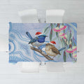Australia Superb Fairywren Christmas Tablecloth Aboriginal Eucalyptus Blossoms Watercolor - Aussie Hoodie