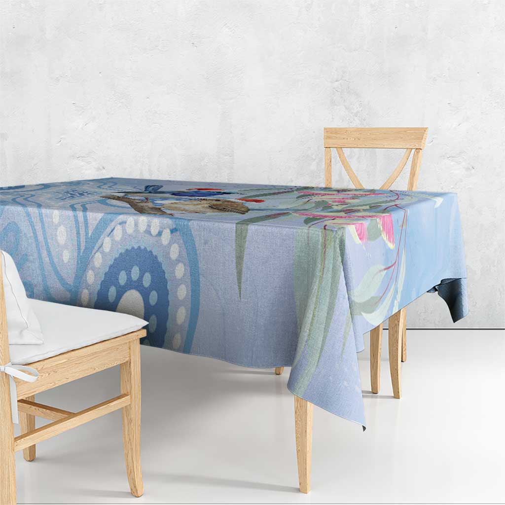 Australia Superb Fairywren Christmas Tablecloth Aboriginal Eucalyptus Blossoms Watercolor - Aussie Hoodie
