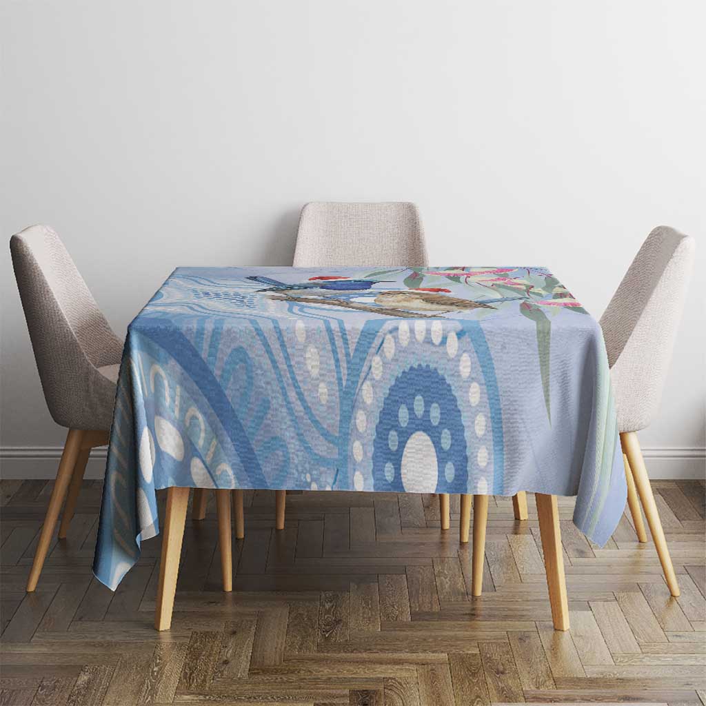 Australia Superb Fairywren Christmas Tablecloth Aboriginal Eucalyptus Blossoms Watercolor - Aussie Hoodie