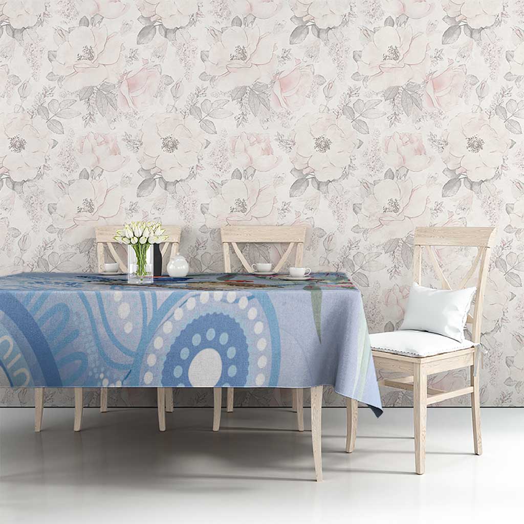 Australia Superb Fairywren Christmas Tablecloth Aboriginal Eucalyptus Blossoms Watercolor - Aussie Hoodie