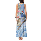Australia Superb Fairywren Christmas Tank Maxi Dress Aboriginal Eucalyptus Blossoms Watercolor - Aussie Hoodie