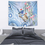 Australia Superb Fairywren Christmas Tapestry Aboriginal Eucalyptus Blossoms Watercolor - Aussie Hoodie