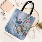 Australia Superb Fairywren Christmas Tote Bag Aboriginal Eucalyptus Blossoms Watercolor - Aussie Hoodie