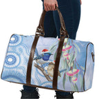 Australia Superb Fairywren Christmas Travel Bag Aboriginal Eucalyptus Blossoms Watercolor - Aussie Hoodie
