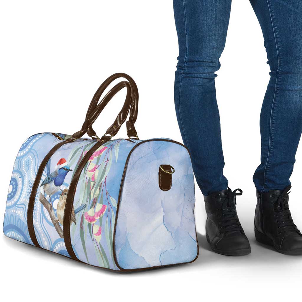 Australia Superb Fairywren Christmas Travel Bag Aboriginal Eucalyptus Blossoms Watercolor - Aussie Hoodie